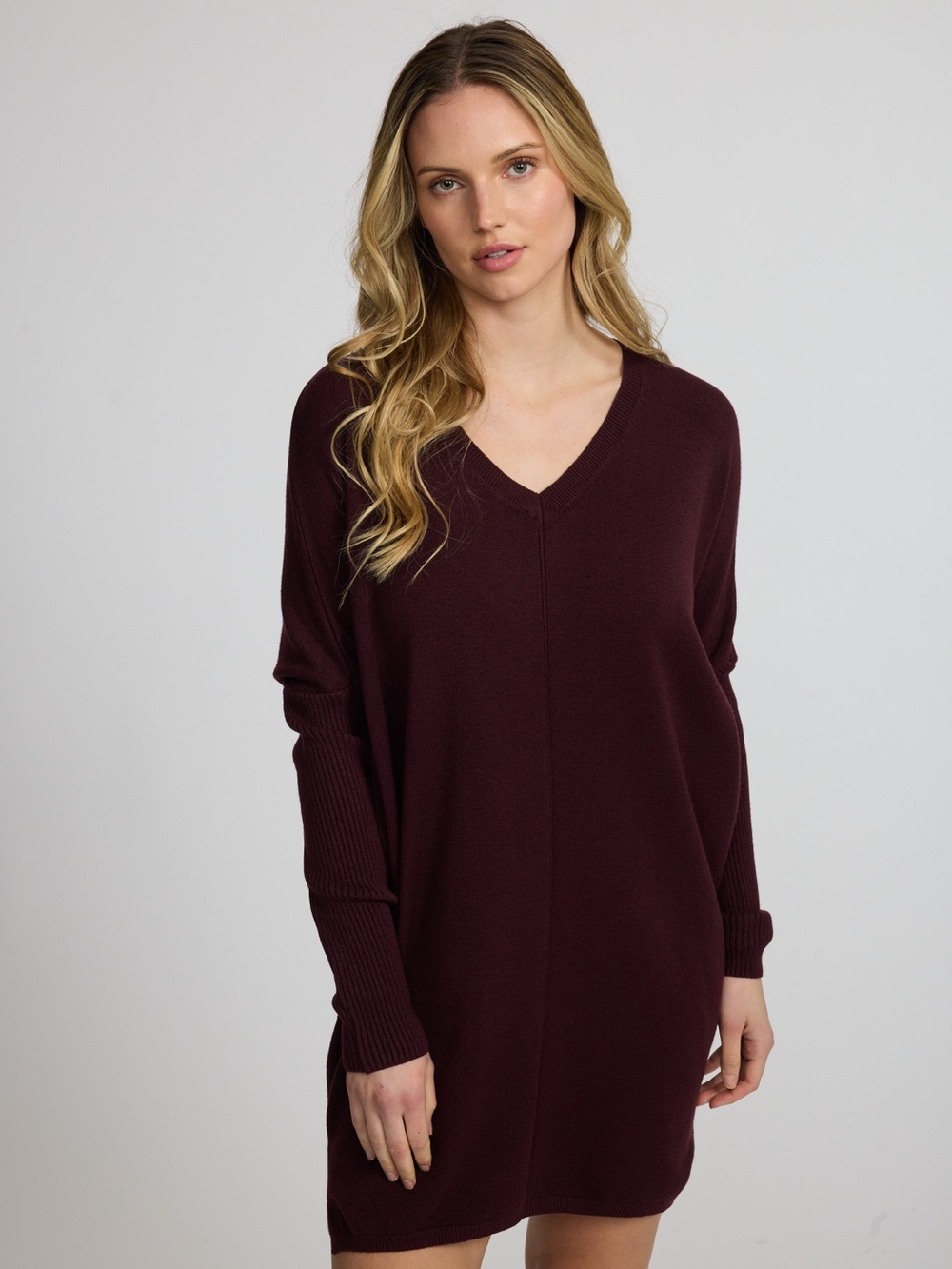 Fine Knit dress with Rib Sleeve